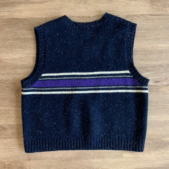 🦋 Vintage 70s Sweater Vest Navy Wool 🦋 - Picture 3 of 5